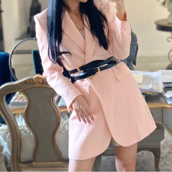 ZARA LINEN BLAZER DRESS PINK SIZE Xs